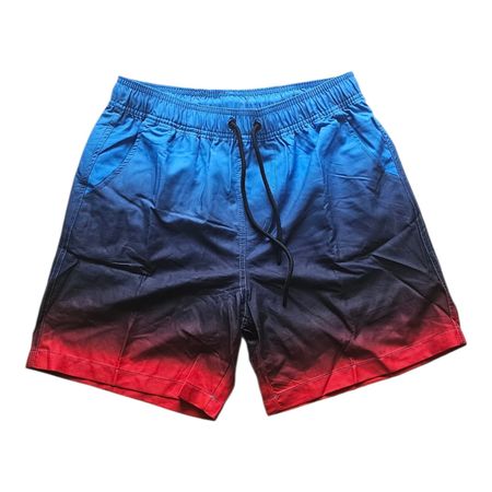 Neue 2-in-1 Badehose mit Farbverlauf Gr. M Blau-Schwarz-Rot