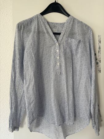 Bluse Marie Lund Copenhagen CH 40 Blumenmuster Weissblau