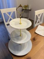 Etagere, 3-Stöckig, Weiss/Gold - Elegante Servierplatte!