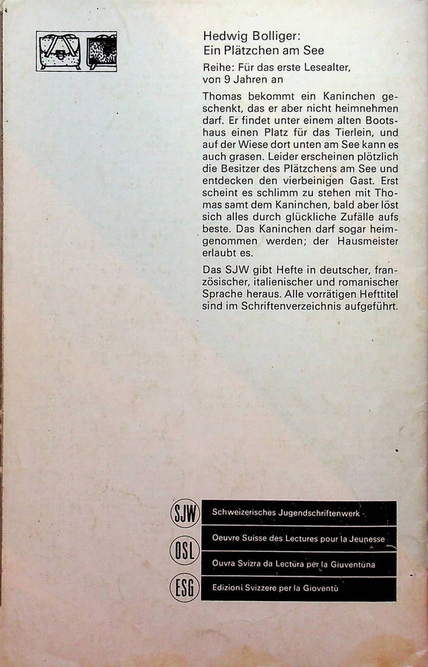 Libri: SJW 1206 Hedwig Bolliger Ein Plätzchen am See EA 1972 – Usato da Reitnau venduto da Zaomir 7