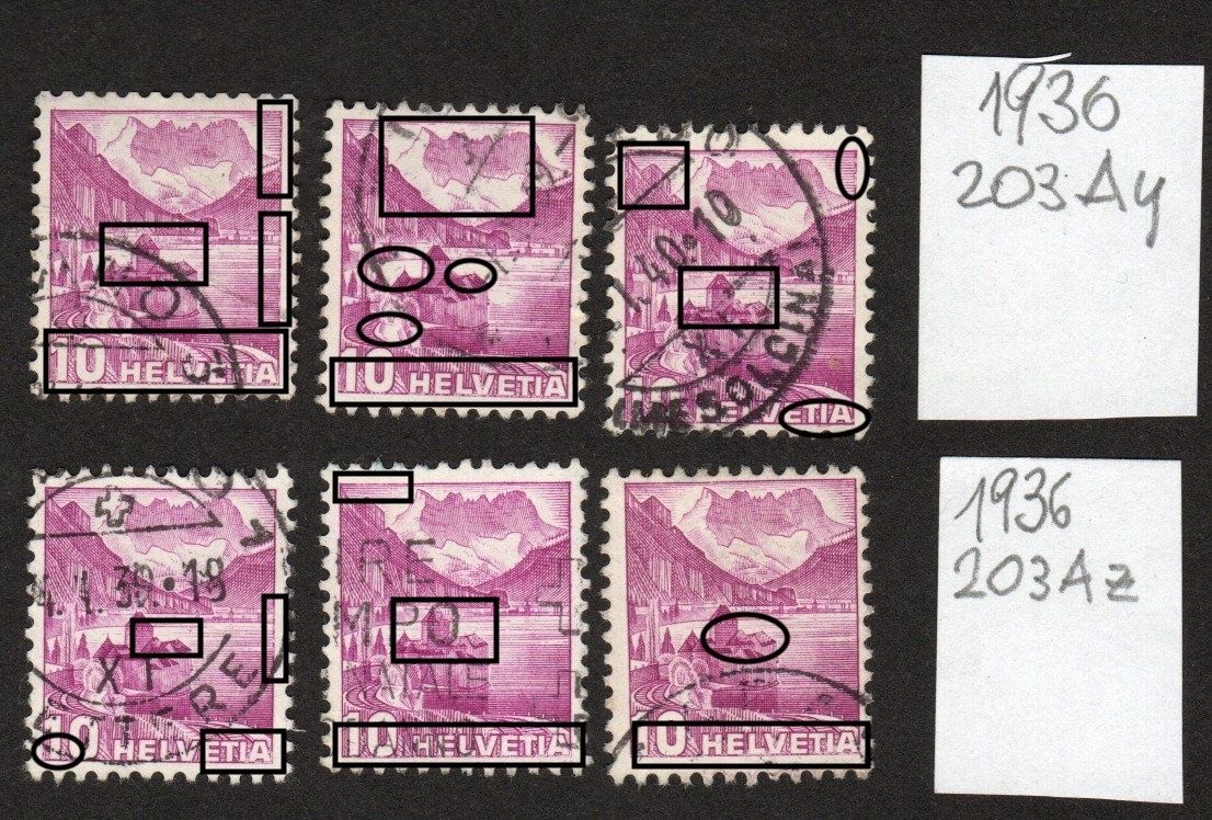 Tutti i francobolli: 011b CH 1936 Paesaggi/ difetti vari – Usato da Breganzona venduto da dede46