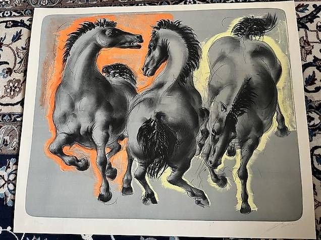 Grafica & Litografie: HANS ERNI  Litho originale  3 chevaux – Usato da PULLY venduto da RAPHAEL1953 1