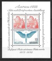 W11 Gedenkblock Briefmarken-Ausstellung Aarau ** 17.9.1938