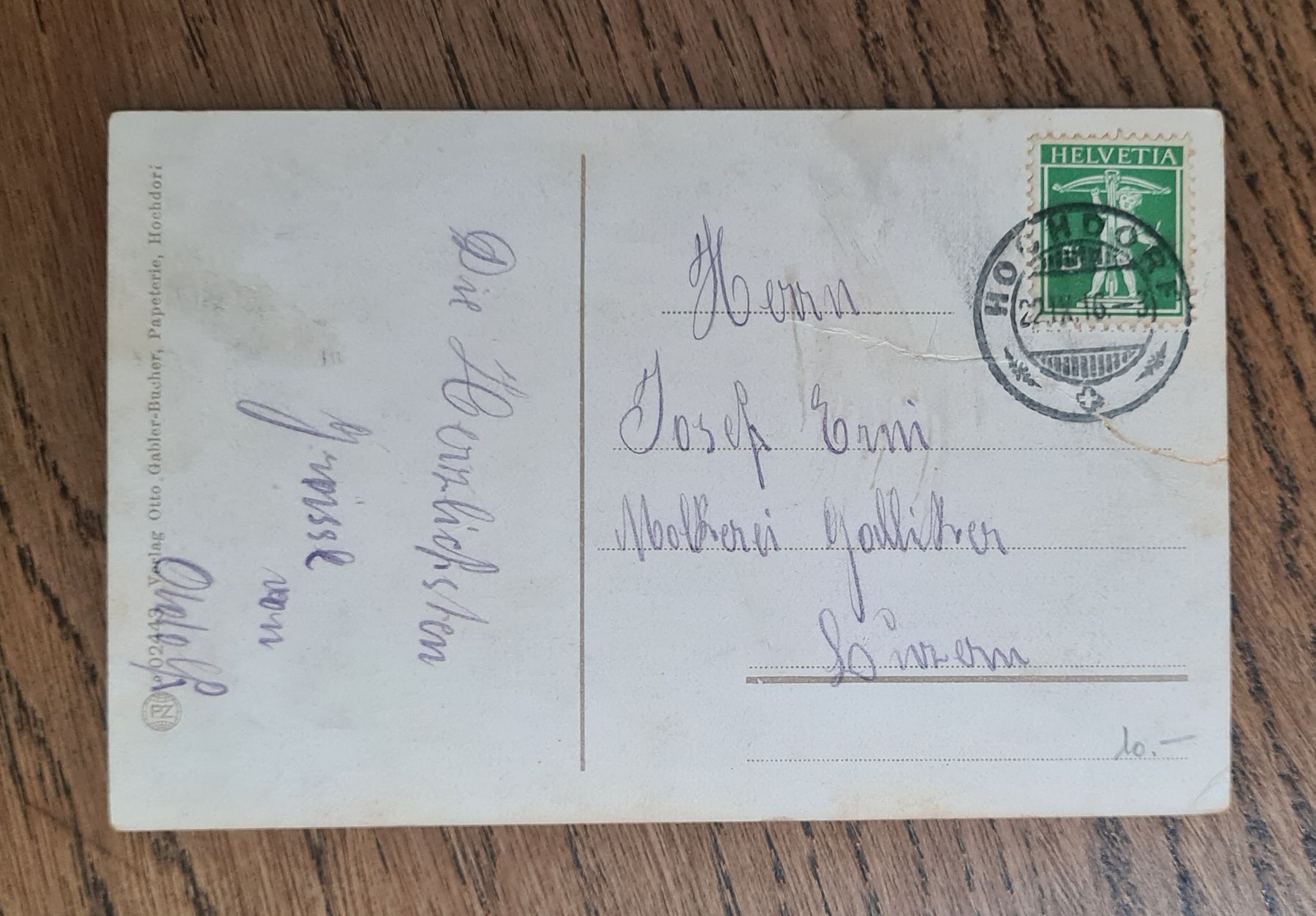 Cartoline postali: Hochdorf 1916 – Usato da Ebikon venduto da Donar50 1