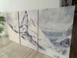 XXL Wandbild 180x90 cm ❌ Alpen Bergidylle 3er Set mit Rahmen
