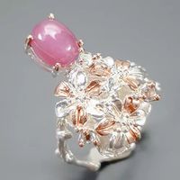 Rosa Rubin 925 Silber Ring Gr.56 Bague Argent Rubis rose 8US