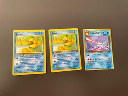 Pokemonkarten: Enton 1. Edition und dunkles Entoron / DE/JP