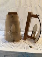 Lemag Wall Lamp Set Wood Glass Floral Silver Engraved 