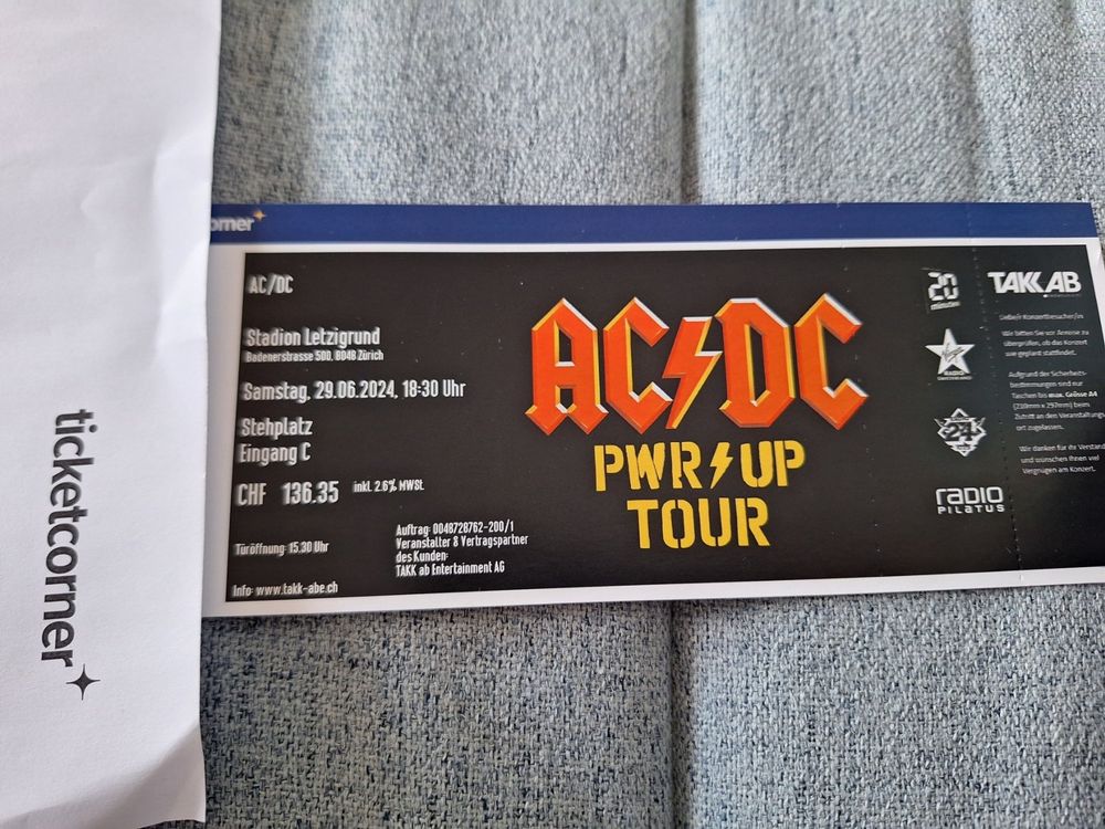 AC/DC Ticket Zürich, 29.06.2024 (Neu (gemäss Beschreibung)) in Wünnewil ...