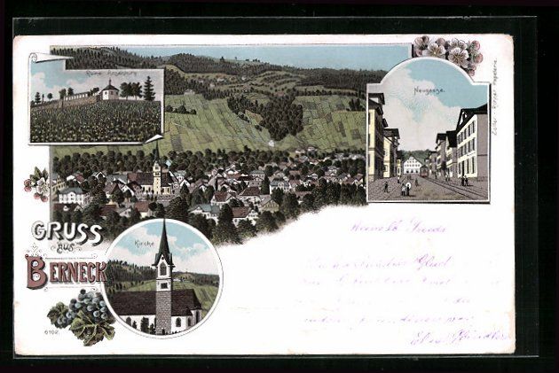 Cartes postales: Litho Berneck, Strassenblick in die Neug – D'occasion à Berlin par bartko-reher