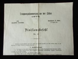 VIII eidg. Armeedivision / Divisionsbefehl Nr. 2 von 1872