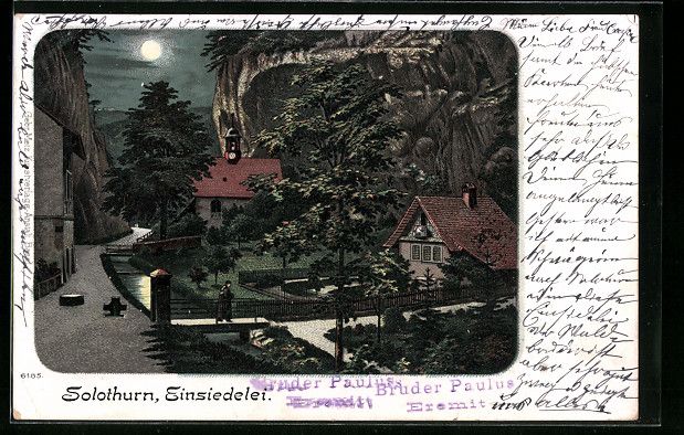 Ansichtskarten: Litho Solothurn, Partie an der Einsiedel – Gebraucht aus Berlin von bartko-reher