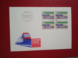 FDC PTT S Bahn Zürich 1990 mit Viererblock
