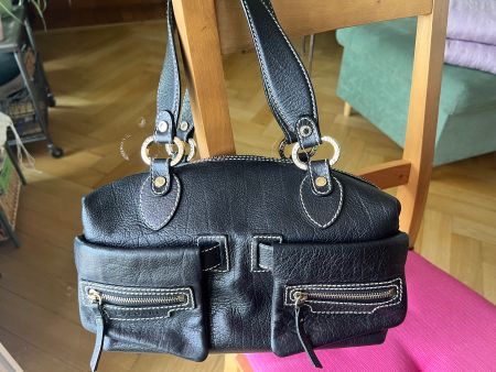 BVLGARI sac à main original, modèle Camelia, tout cuir noir