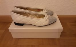 Ballerine 36,5/37 neuve, cuir, Brunate, blanc, gris