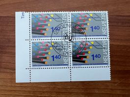 1988 UIT  CH Erstag gest.Viererblock mit Tab  (K217)