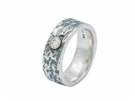 Damenring Silber mit conac Brillant 3.5mm. in Rotgoldfassung