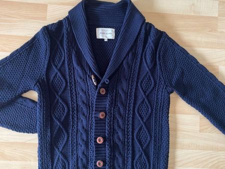 River Island Strickjacke, marineblau, Gr. S - Herren