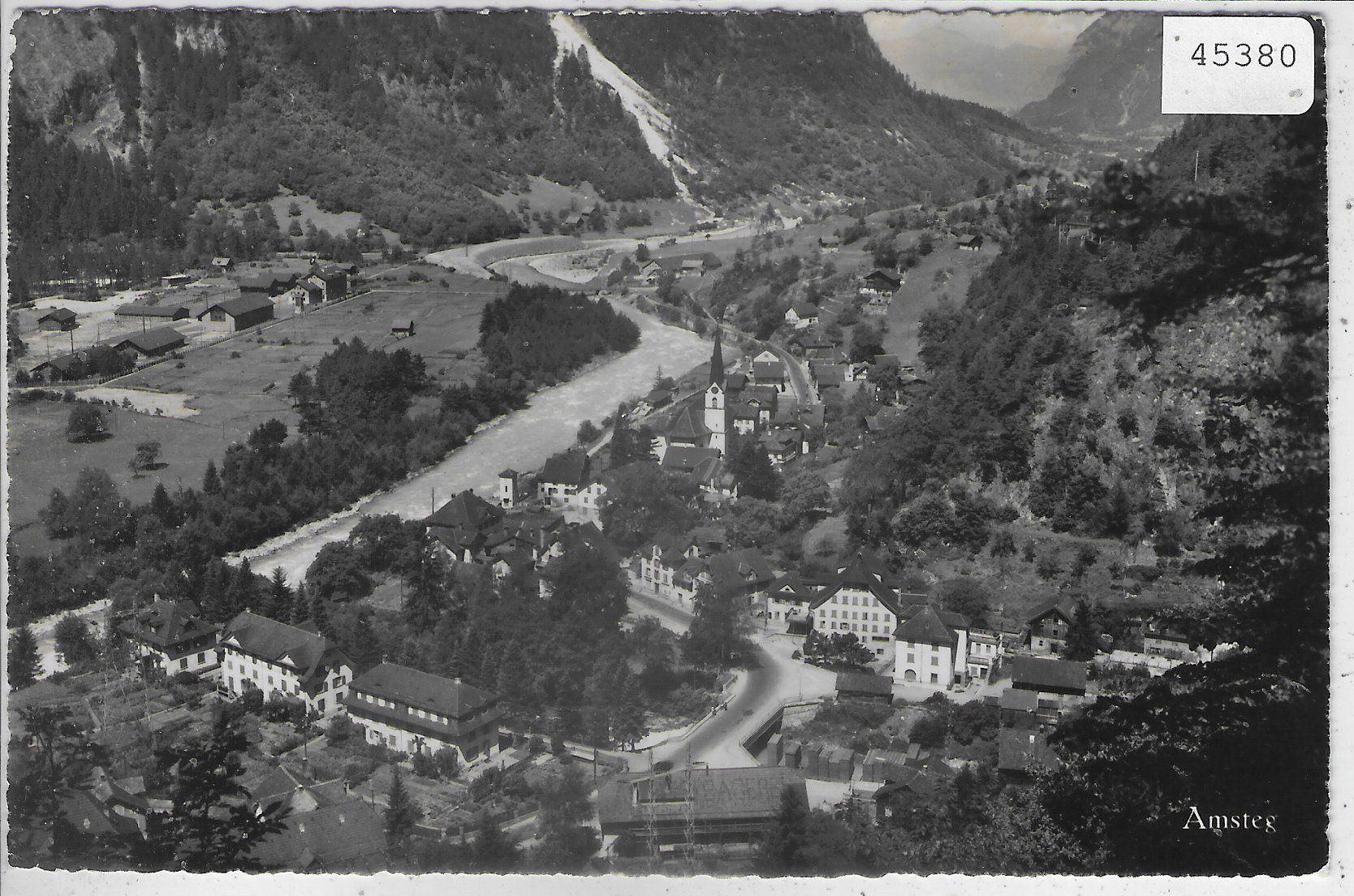 Cartoline postali: Amsteg - Generalansicht von oben – Usato da Ettingen venduto da Kartenplanet