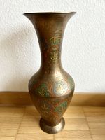 Vintage Messing Vase mit bunten Details