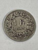 SVIZZERA 1 FR MONETA IN ARGENTO 1909 usata - circolata