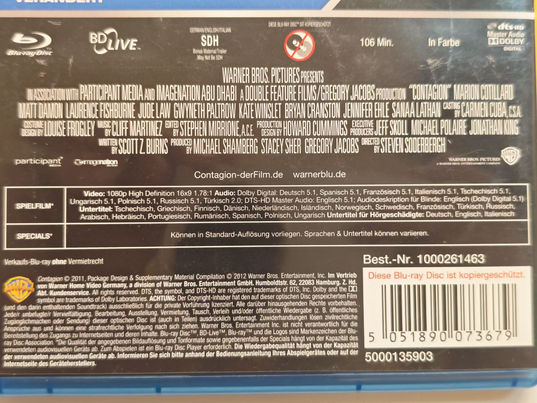 Tutti i DVDs: Contagion – Usato da Liestal venduto da Kratzilla 3