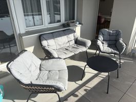 Lounge Set Garten Sitzgruppe Grau