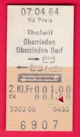 KARTON BILLETT, THALWIL - OBERRIEDEN DORF, 2.KLASSE, RETOUR,