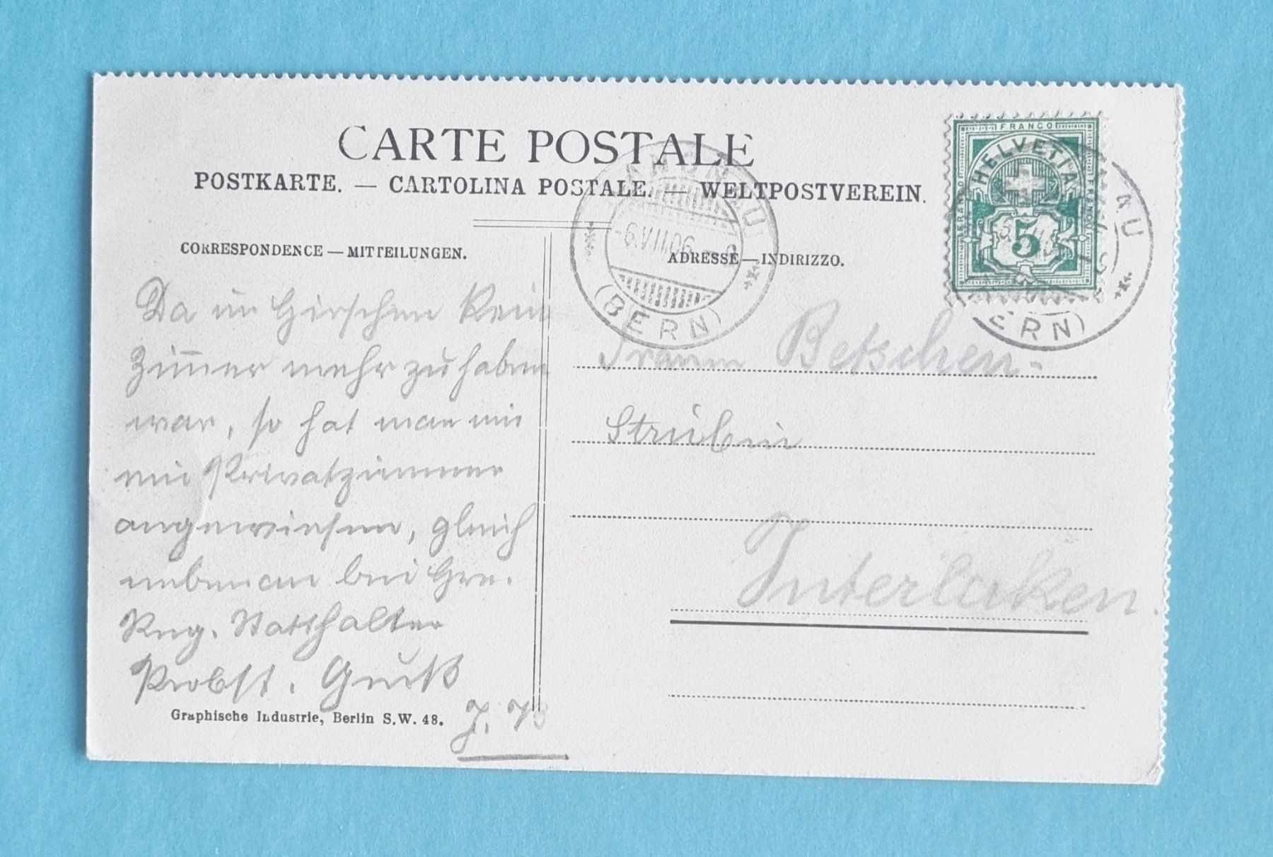 Cartoline postali: Langnau - Schlosmatt - 1906 – Usato da Rothrist venduto da RROENK 1