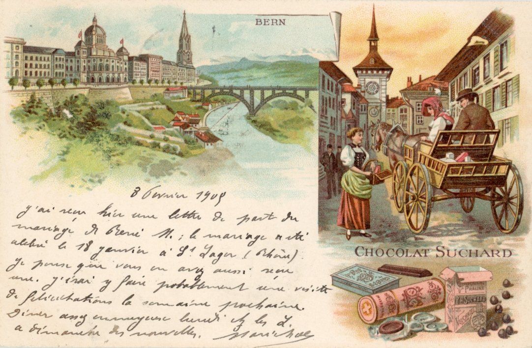 Ansichtskarten: Bern  BE  mit SUCHARD  -  Pferdekutsche    um  1 9 0 2 – Gebraucht aus Brig von Valcards54