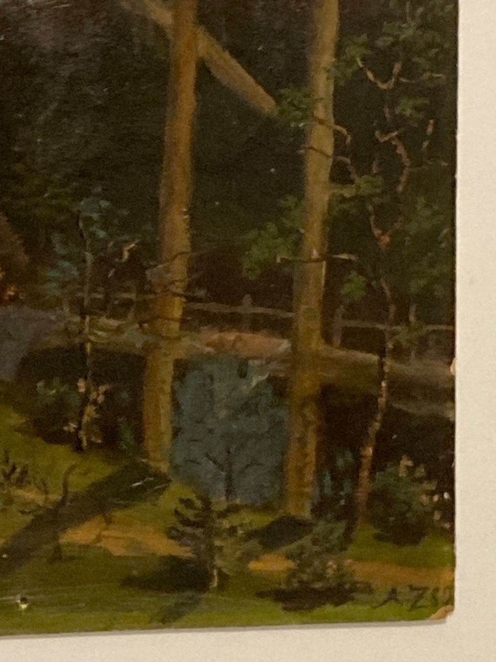 Dipinti: A. Z. 89 monogrammiert Landschaftsgemälde mit Wald und Berg – Usato da Hirzel venduto da pjn_d7xp 1