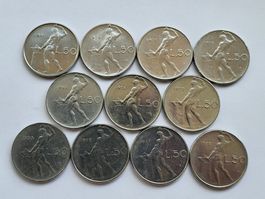 Lot 11x 50 Lire aus Italien