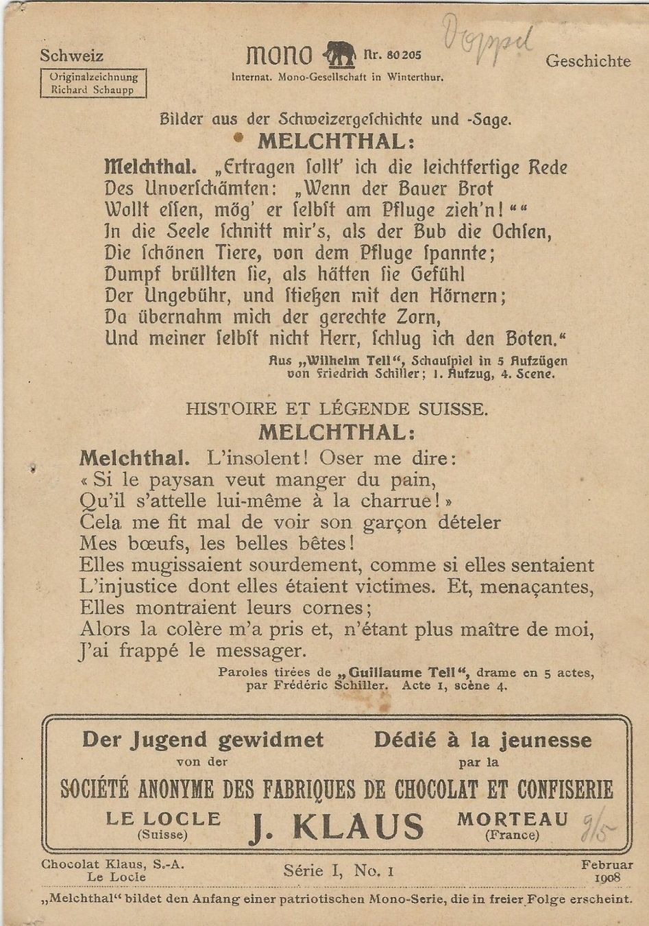 Cartoline postali: MONO, Melchtal, Ochsen, Landwirtschaft, 1908 – Usato da Frauenfeld venduto da Merk52 1