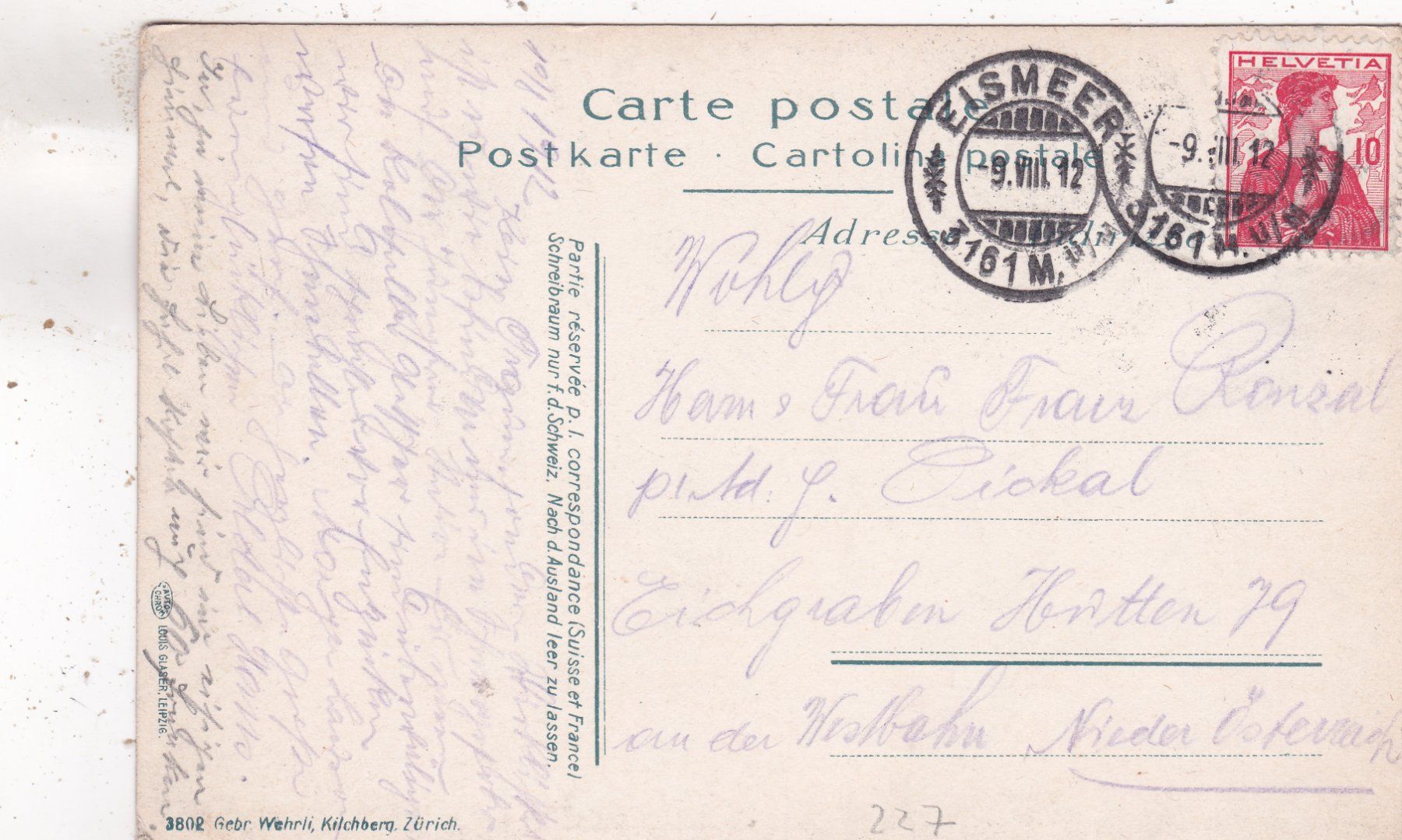 Cartoline postali: Blick auf Eiger Mönch Jungfrau 1912 – Usato da Herisau venduto da Lisegrat2008 1