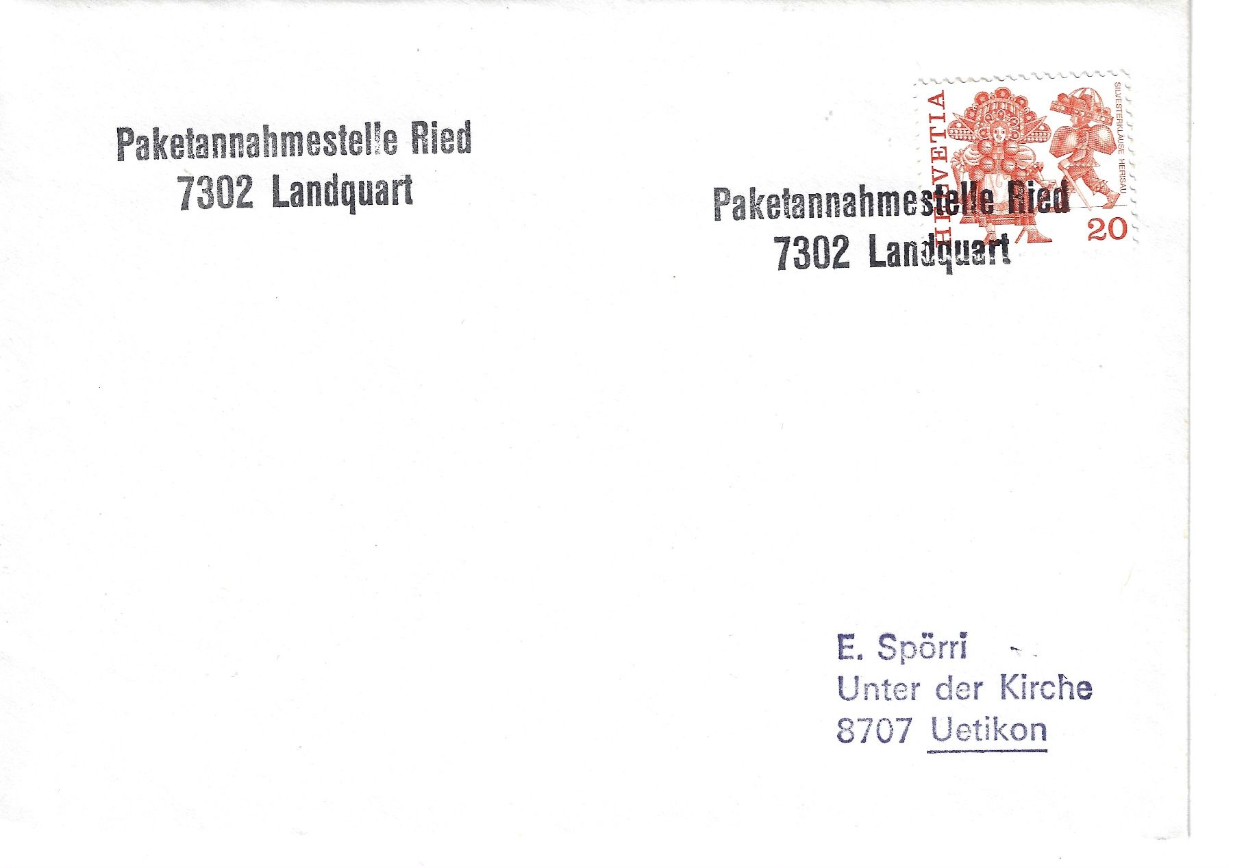 Tutti i francobolli: Paketannahmestelle Ried 7302 Landquart – Usato da Krinau venduto da Rogyland