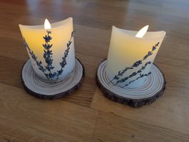 Tischdeko Kerzen mit Lavendel LED