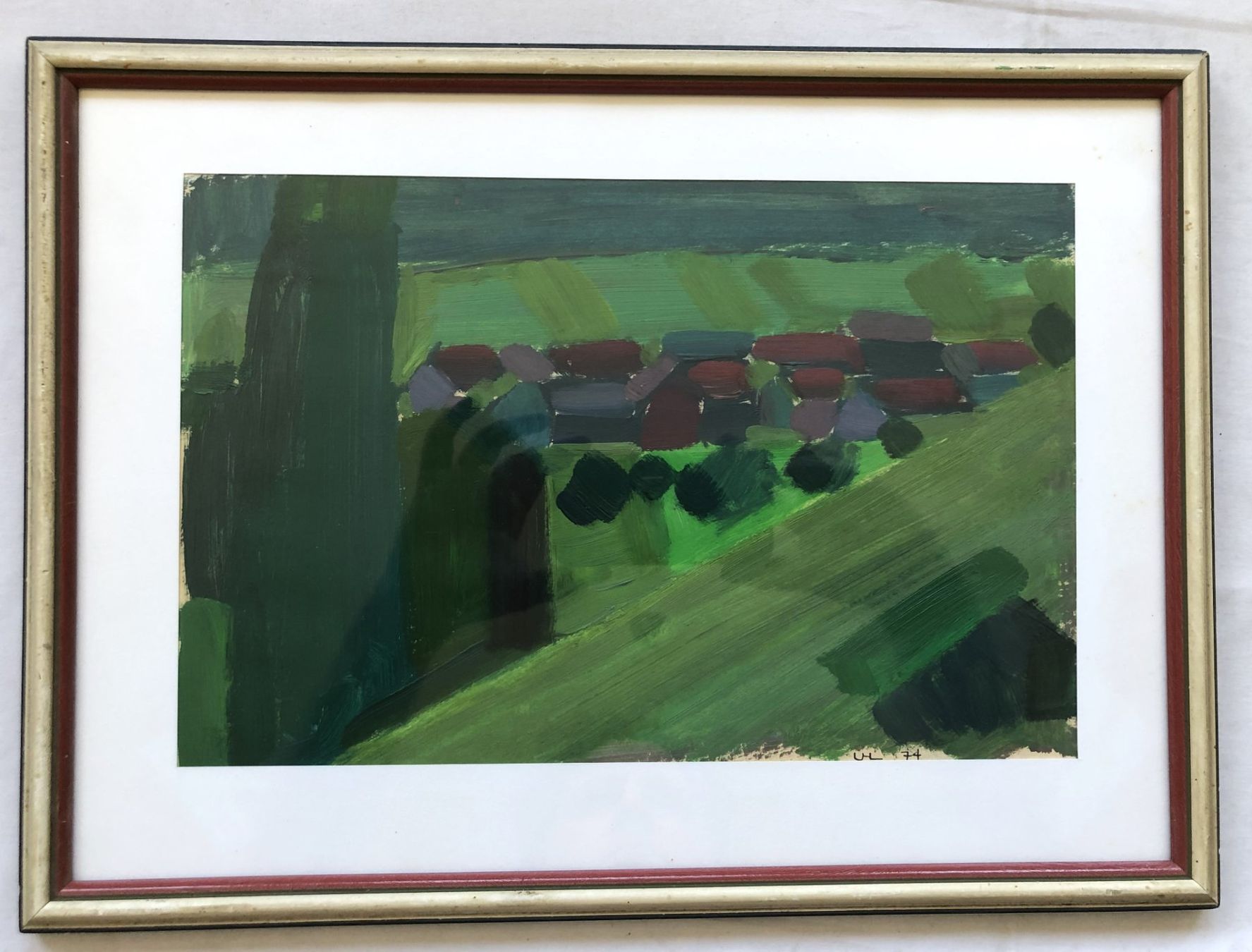 Dipinti: Eugen Uhl - Ölgemälde - "Uhwiesen" – Usato da Schaffhausen venduto da durruti