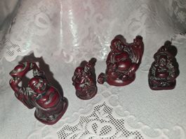Vintage Harz Rot Stehende 4 Buddha Statue Figur Ornament
