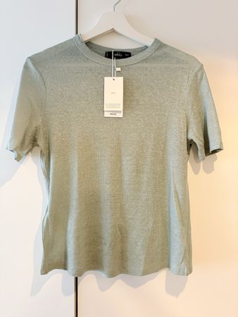 New MNG Linen T-Shirt Size L Light Green, Summer Essential!