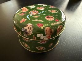 Vintage Blechdose, Keksdose, Vorratsdose, Grün, Rund