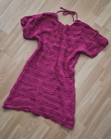 Mini Kleid Häkelkleid Gr. S 100% Baumwolle Pink Rosa 