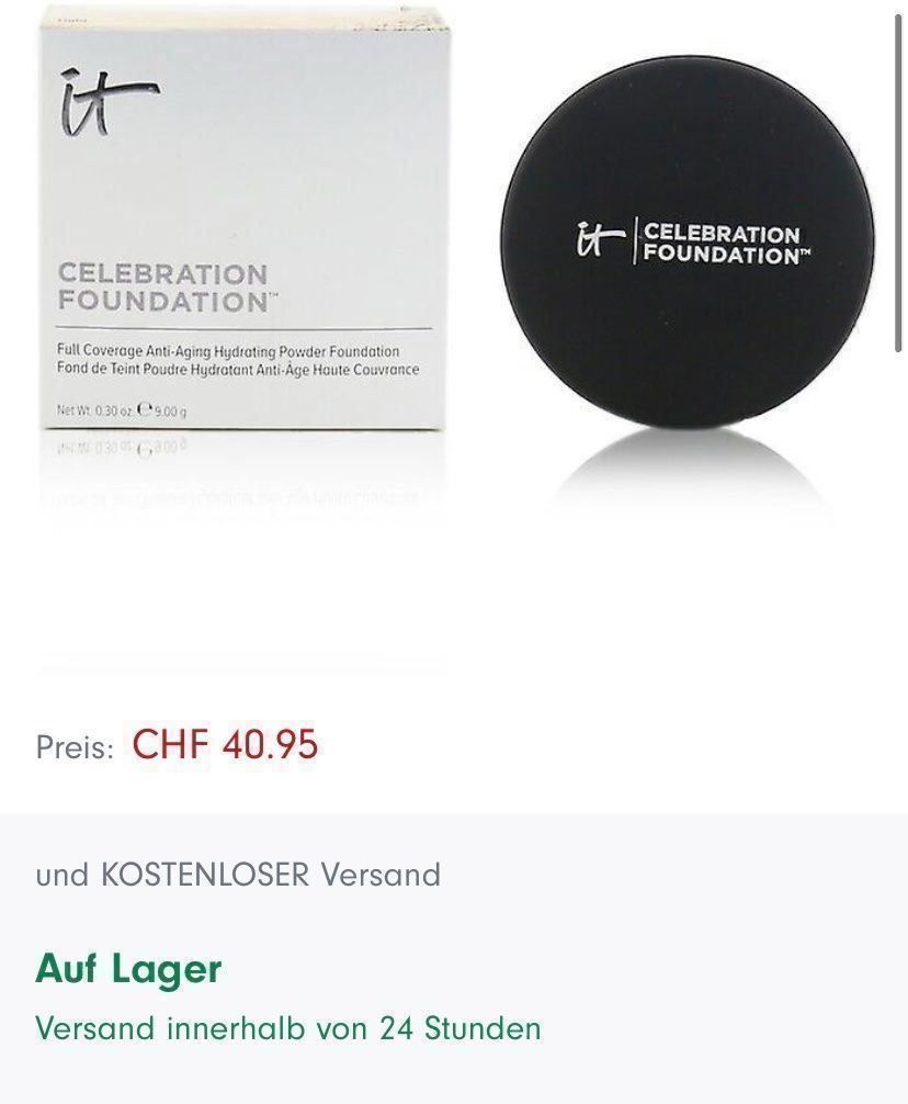 Sephora Make-up: IT COSMETICS CelebrationFoundation Fair,Neu,Ladenpreis 36$ – Nuovo e nell'imballaggio originale da Zürich venduto da deruja 7