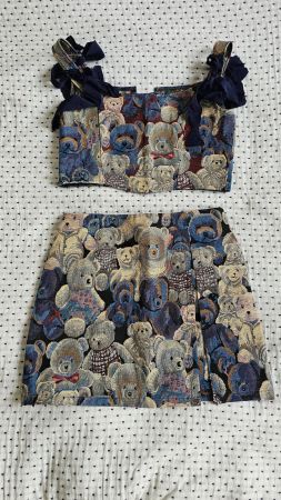 Ensemble jupe et haut avec motif oursons, taille S/M
