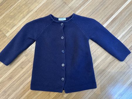 Strickjacke dunkelblau von Benetton, Glitzerknöpfe, Gr 62/68