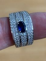 Luxus Elegante Gr.18/8 Ring Weiss/Blau Zirkonia Farbe Silber