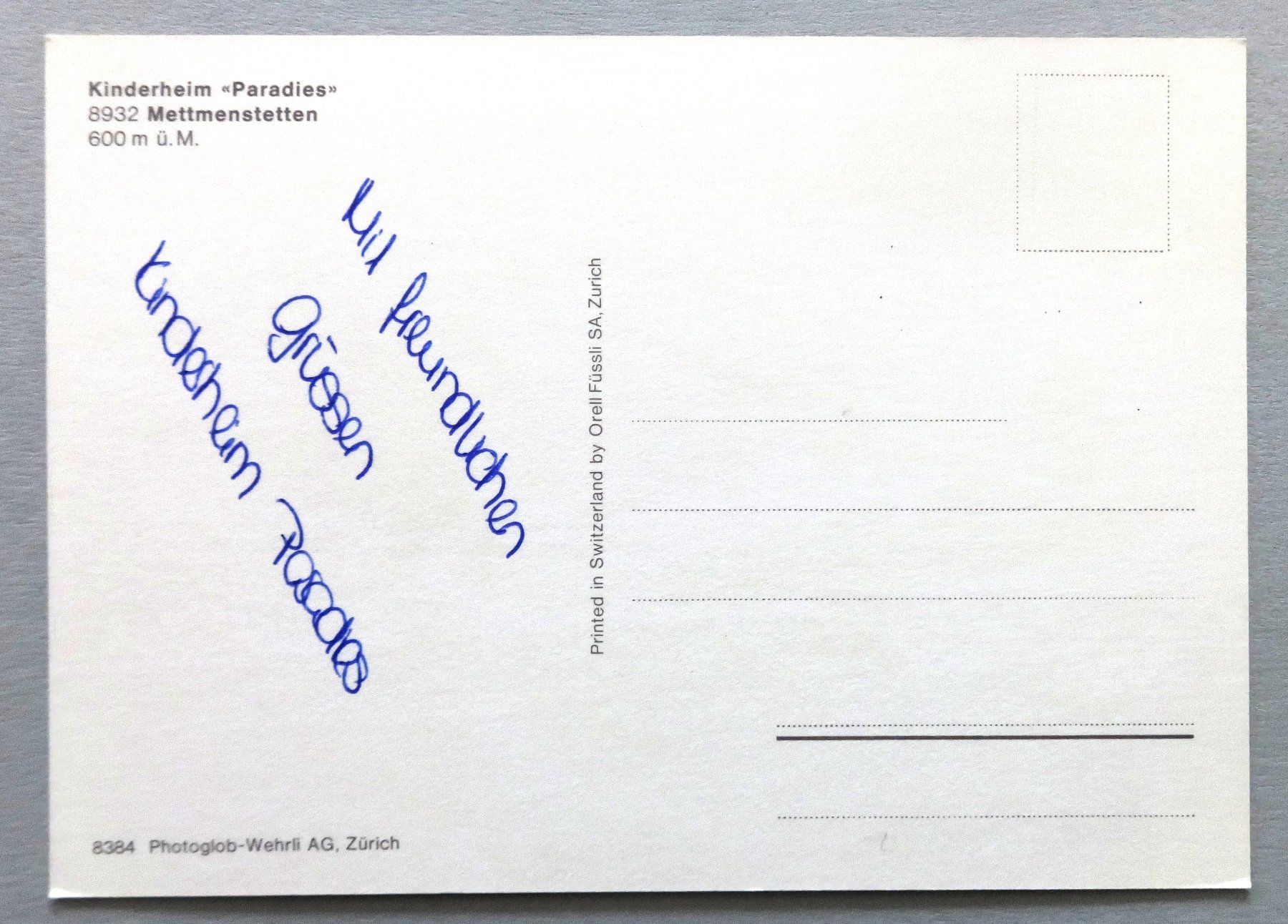 Cartoline postali: Kinderheim "Paradies", Mettmenstetten – Usato da Fétigny venduto da Billy2miny 1