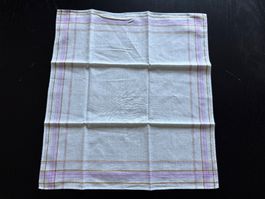 Vintage Taschetuch, Weiss Lila Rand 40x35cm Retro