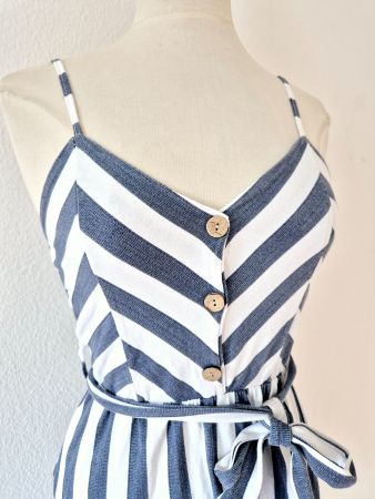 KLEID DRESS MARINE LOOK S XS 34 36 STREIFEN,  TOP ZU SANDALE
