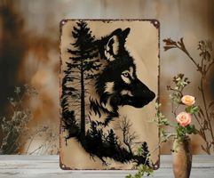 Metallschild Wolf Silhouette / 30cm × 20cm / Bild