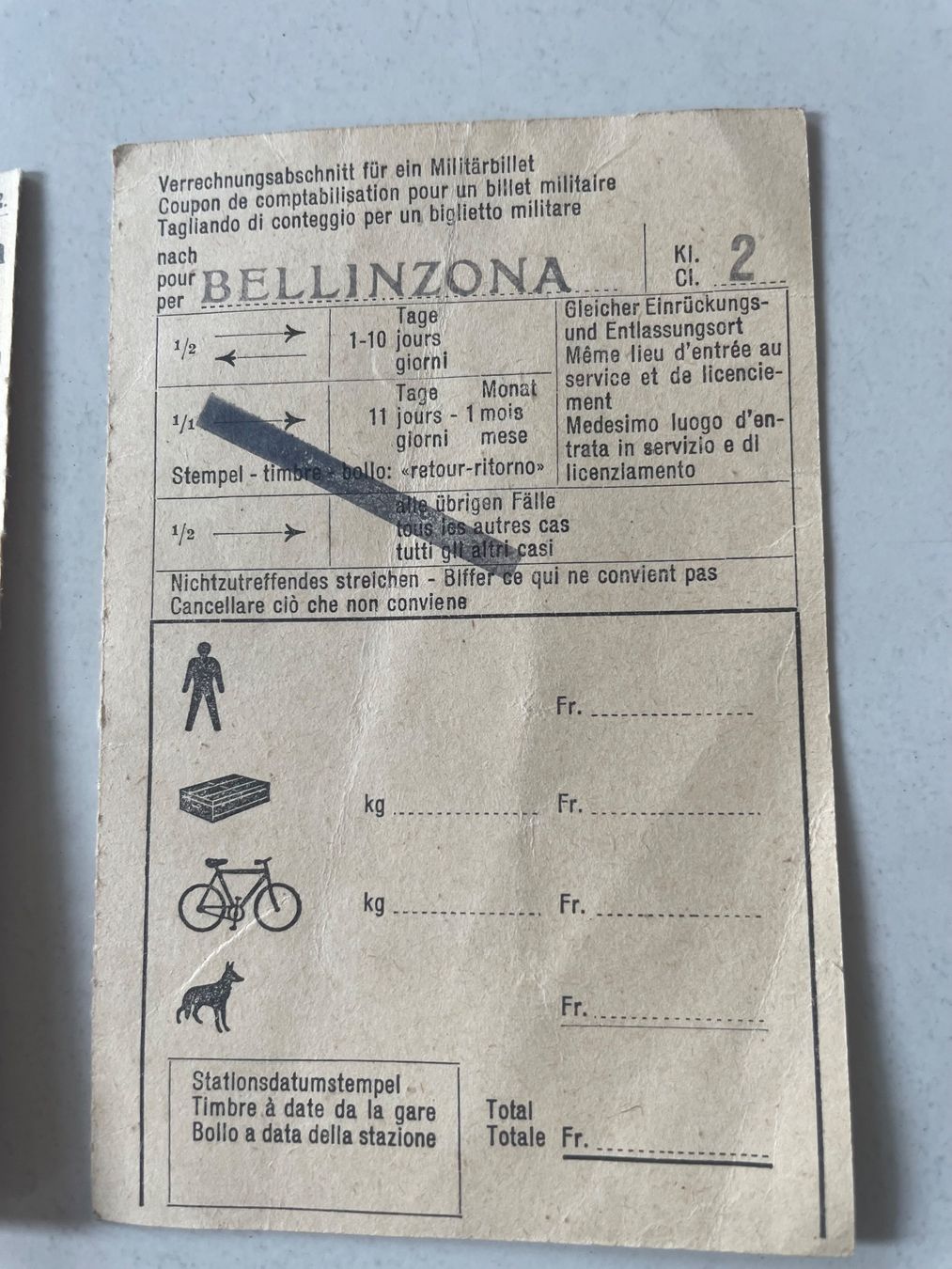SBB/CFF/FFS Documenti: Marschbefehl - Ordre de marche 1966 – Usato da Minusio venduto da Pink222 2
